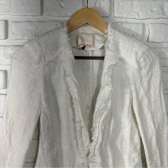 Rebecca Taylor White Tweed Blazer Size 2 - Picture 9 of 10